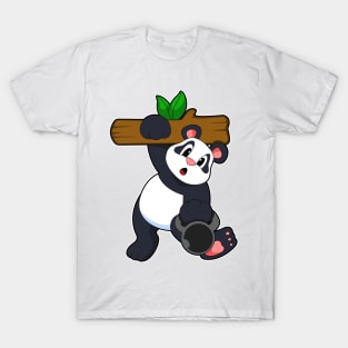 Panda with Wood at Strength training T-Shirt